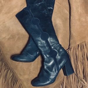 1960 197 0 boho blue leather suede vintage boots